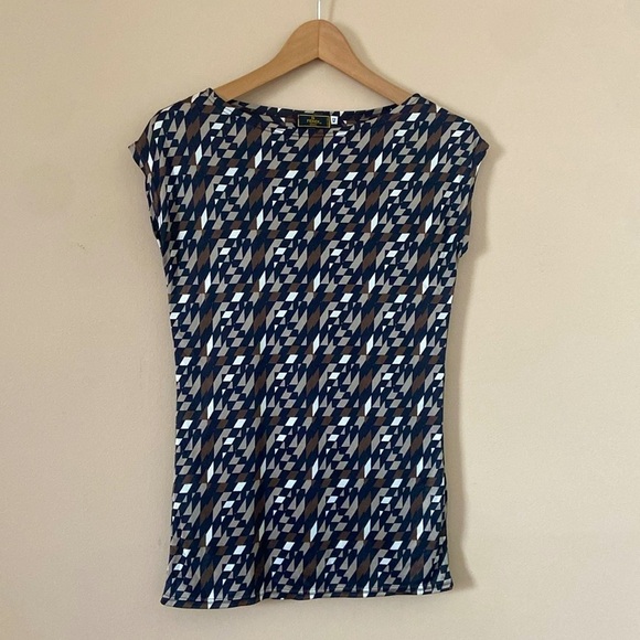 FENDI- Zucca Logo Monogram Cap Sleeve Boat Neck Top - Picture 2 of 9